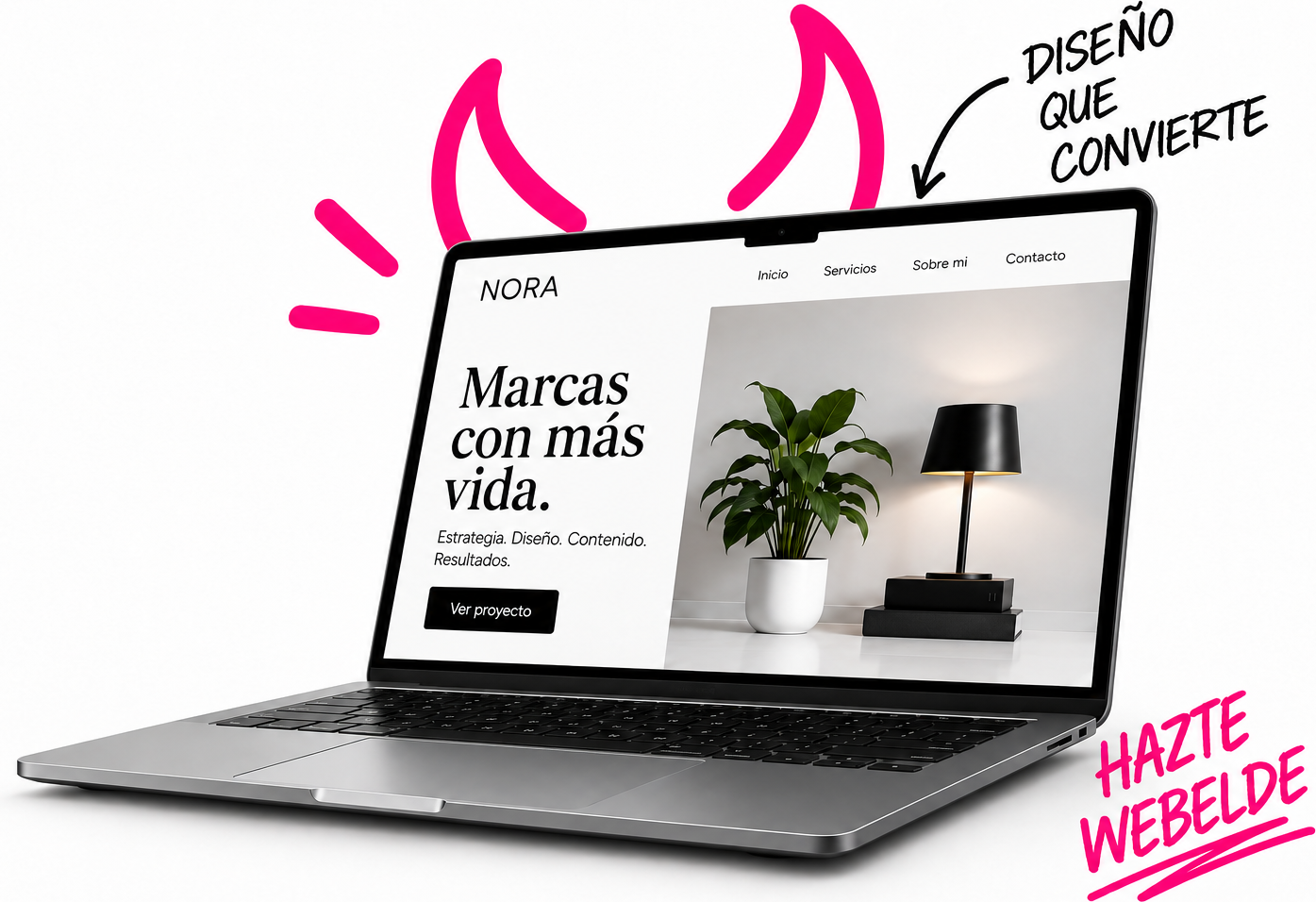 Portátil mostrando una página web profesional diseñada por Webelde
